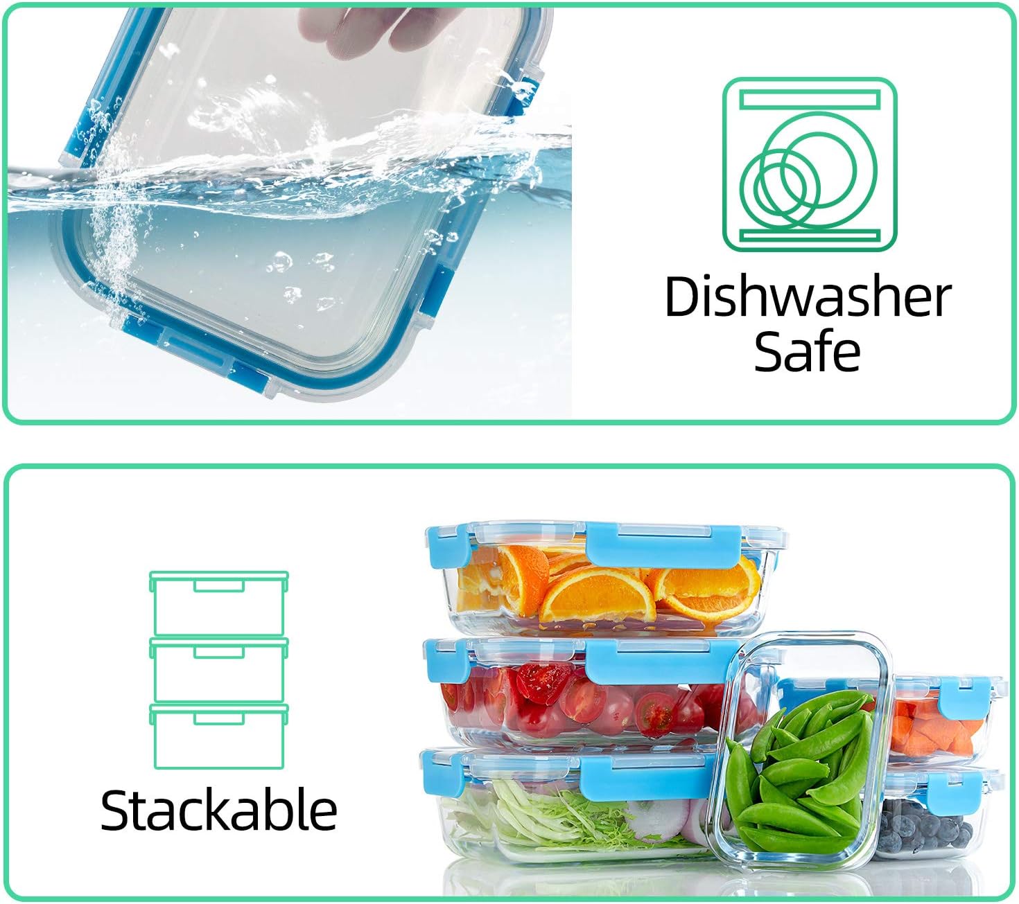 Detalle 2 de C CREST Glass Meal Prep Containers 10-pack ๐ฑ