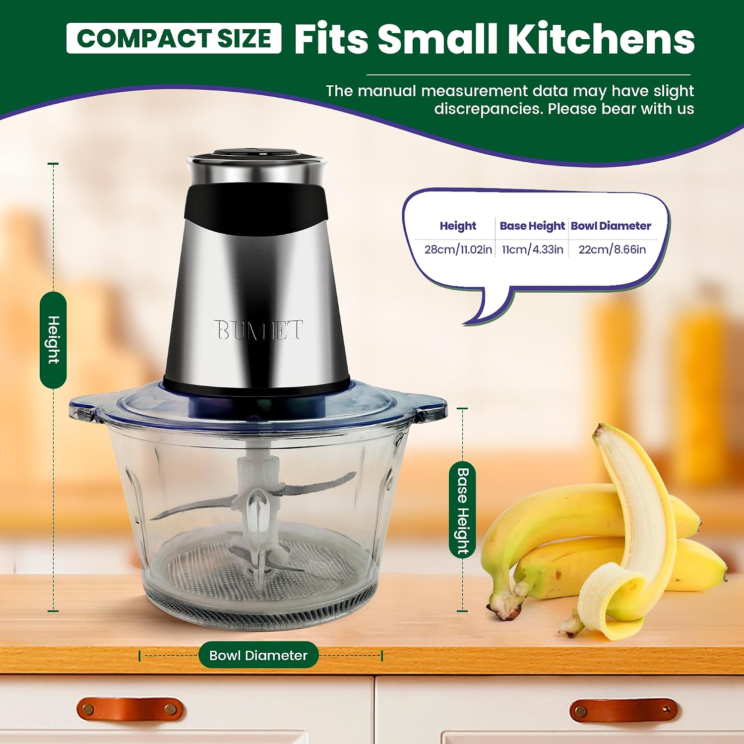 Detalle 2 de BUMET Electric food processor 500W with 8cup bowls 🍽