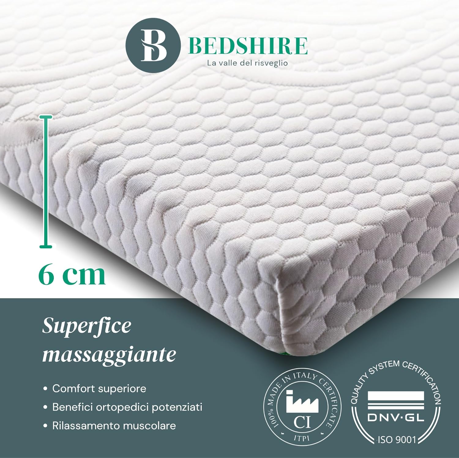 Thumbnail 2 de Bedshire Topper Matrimoniale 160x190 – Memory Foam HD 6 cm, Made in Italy