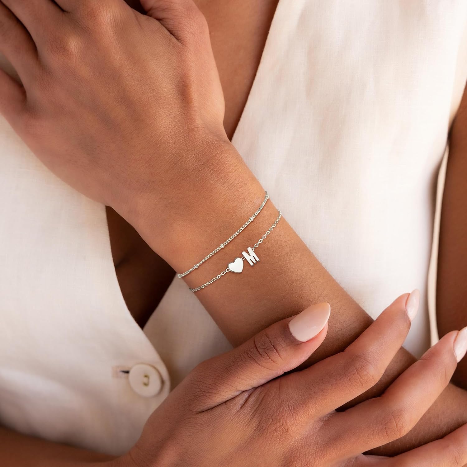 Detalle de SLOONG Herz Buchstaben Armband vergoldet