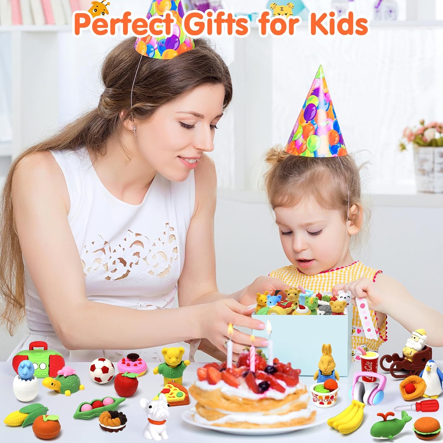 Thumbnail 5 de Moosia 120 Pack Animal Pencil Erasers for Kids: 3D Puzzle Take Apart Desk Pets & Party Favors