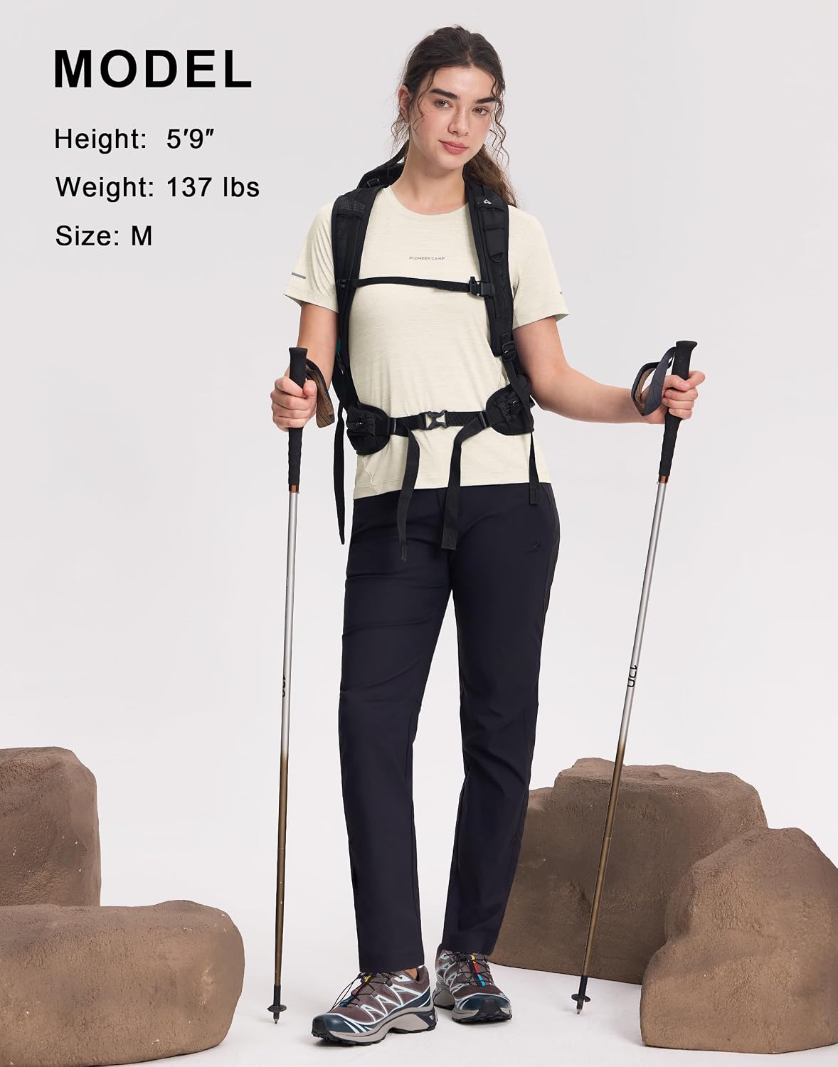 Detalle 2 de Pioneer Camp Maglietta sportiva da donna con traspirazione rapida e inserti in rete