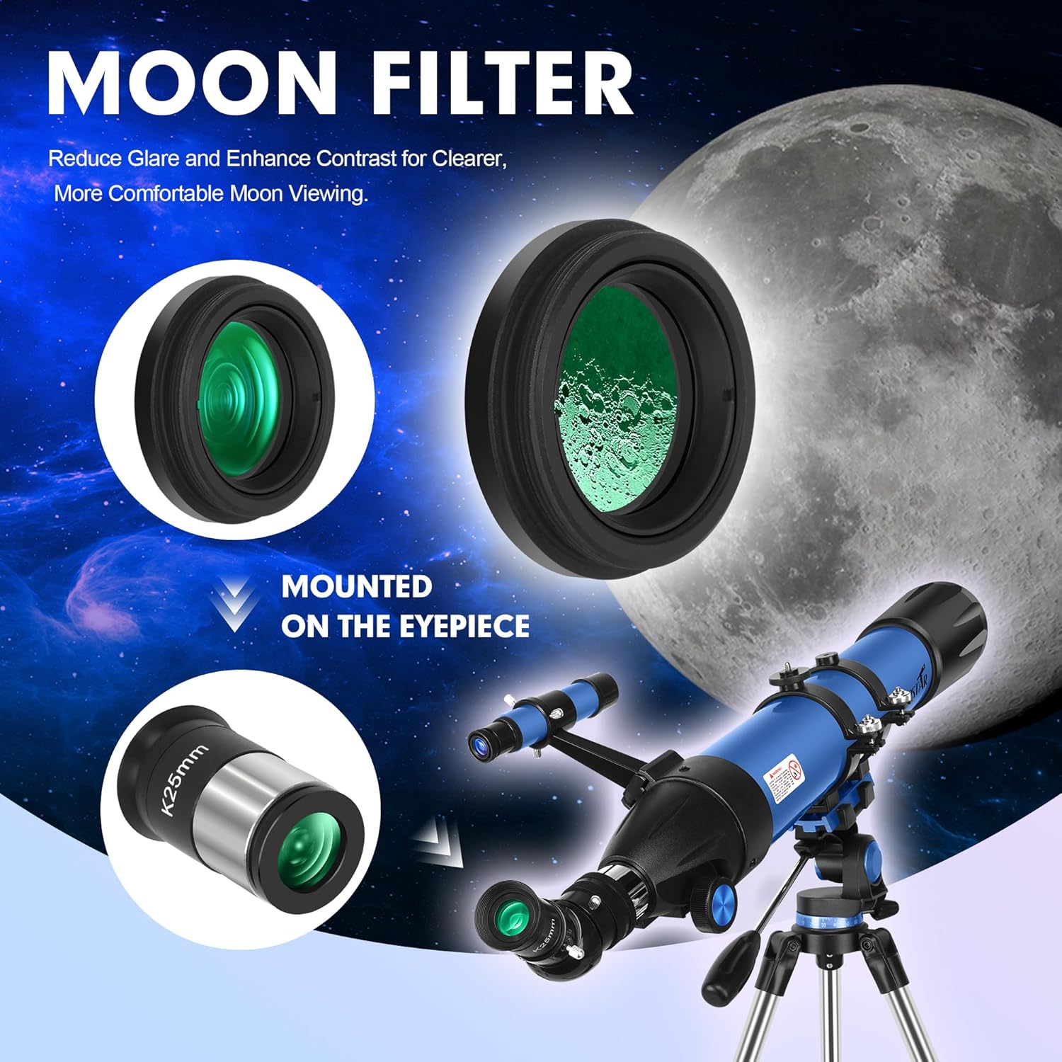Detalle 2 de HUGERSTAR 90mm Aperture Refractor Telescope 800mm