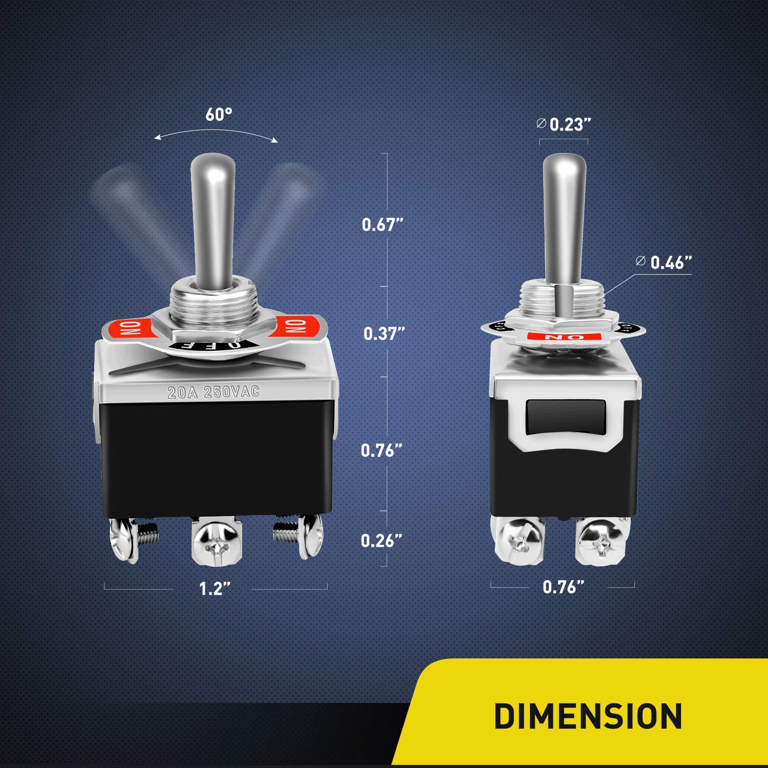 Thumbnail 1 de Nilight 5-Pack DPDT 6-Pin Heavy-Duty Rocker Toggle Switch (with waterproof boot caps)
