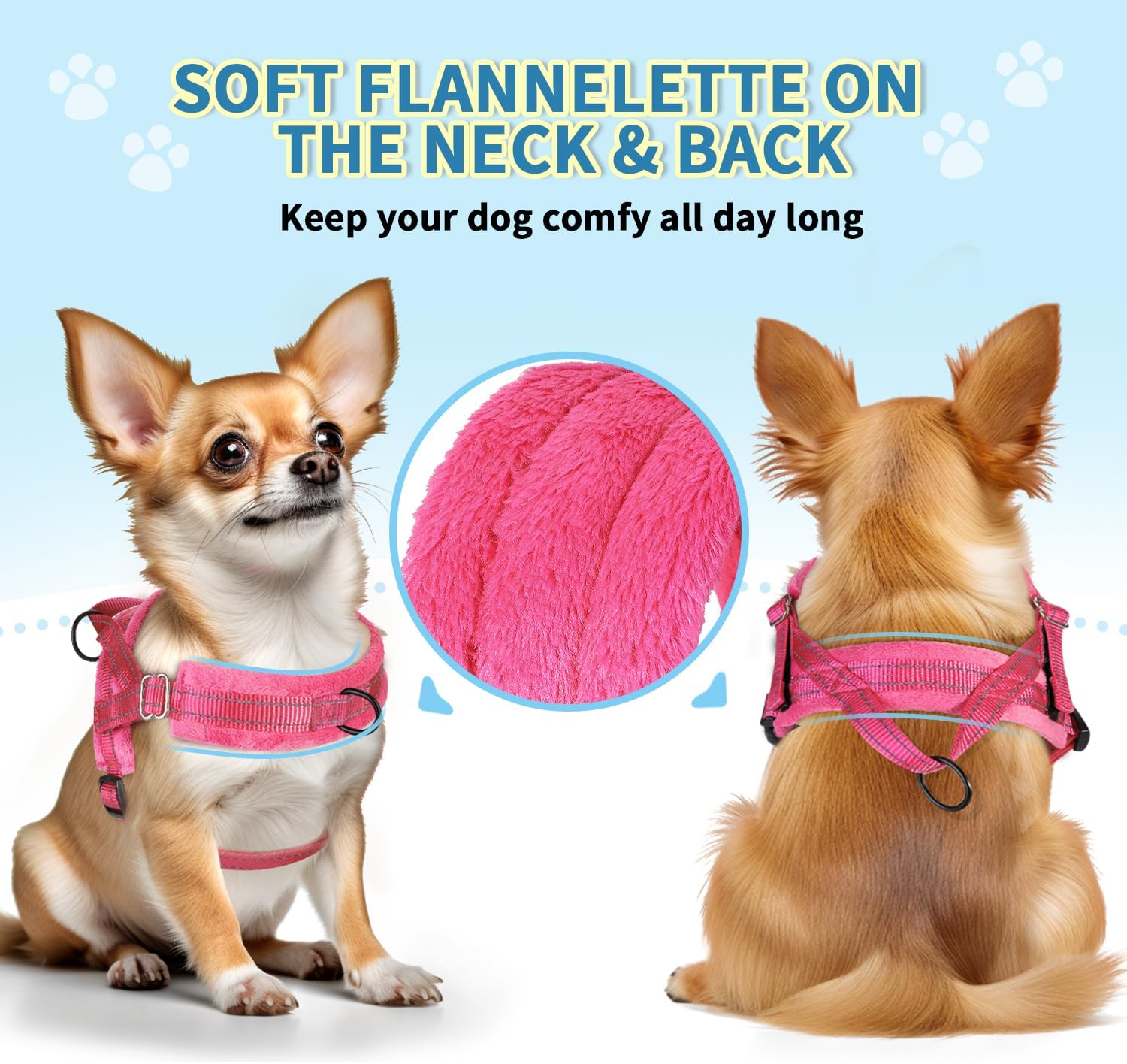 Thumbnail 6 de Eyein Small Dog Harness and Lead Set (No Pull) – Soft Padded Reflective XXS in Pink