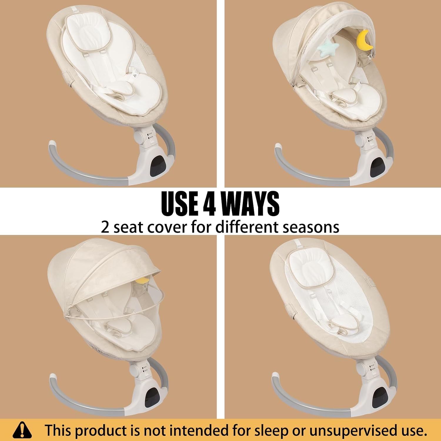 Detalle 2 de JFOVMCYG Electric Infant Swing with Remote Control, Ivory White