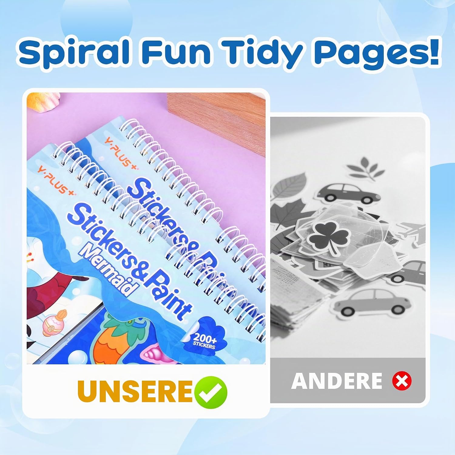 Thumbnail 6 de YPLUS Mermaid Stickerbuch – Kreatives Stickerbuch mit Meerjungfrauen, Malvorlagen und Wachsmalstiften