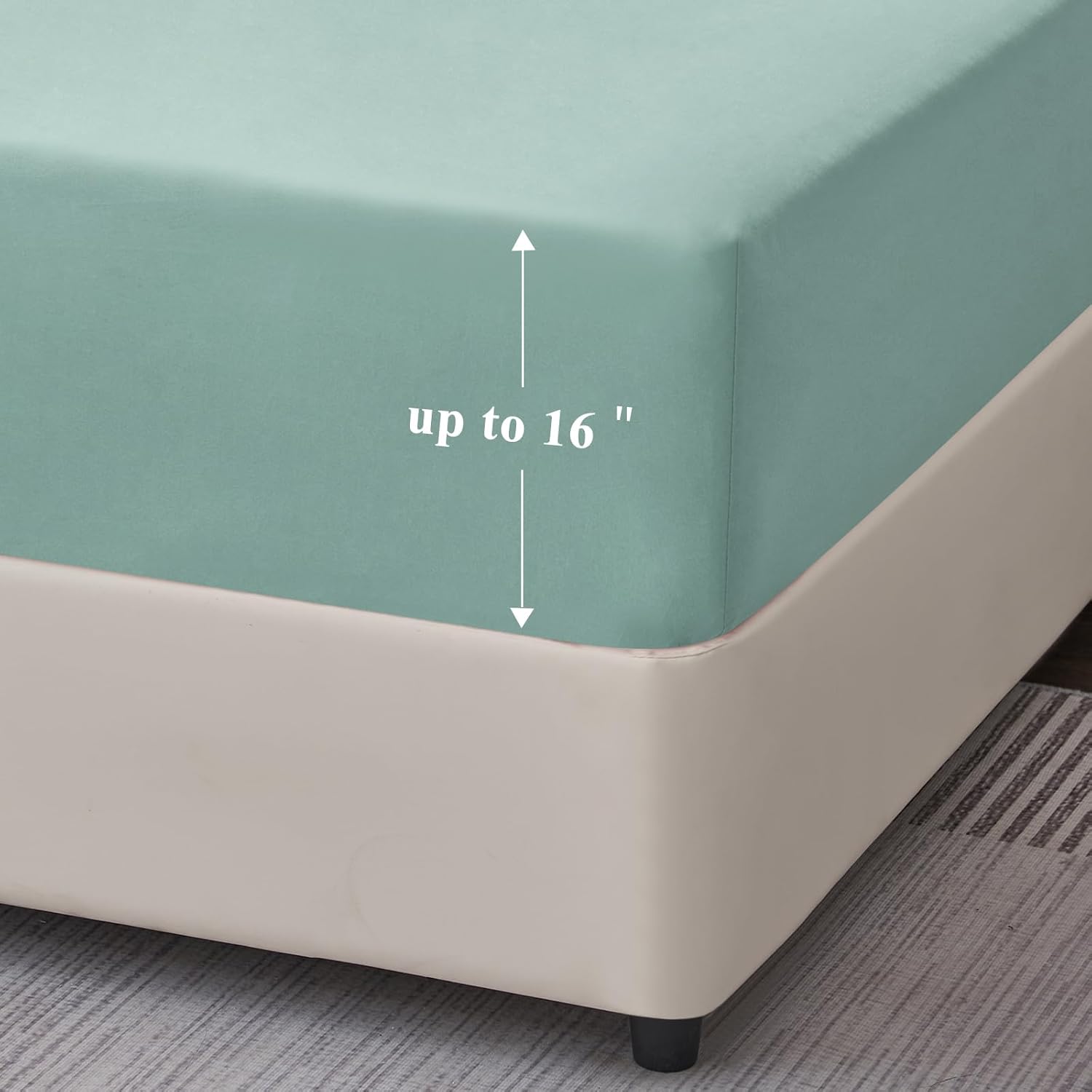 Thumbnail 2 de Aisbo Super King Fitted Sheet Sage Green (Extra Deep Pocket 16 inch / 40 cm) – Brushed Microfibre