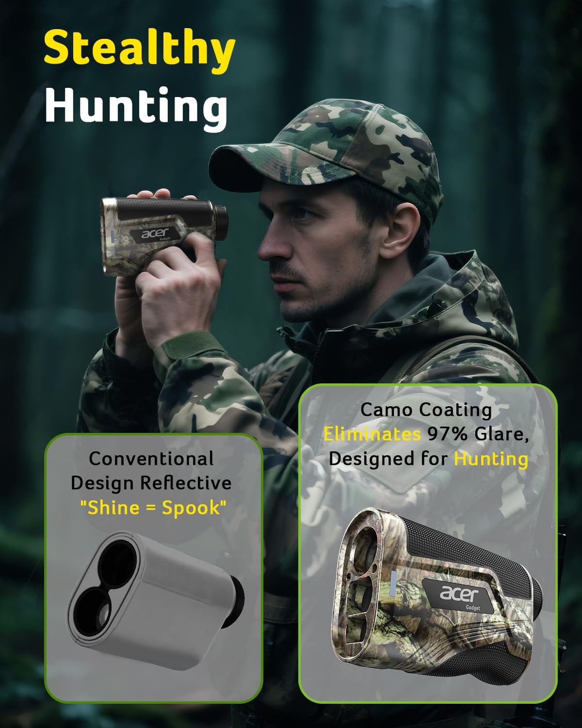 Detalle 2 de Acer 1000Y Hunting Laser Rangefinder, 6X Magnification, IP54, USB-C Rechargeable