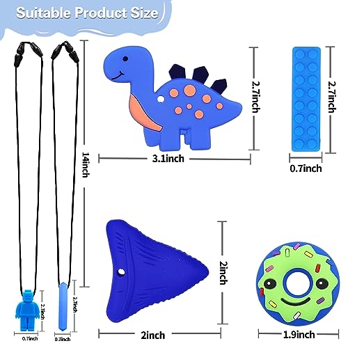 Detalle 2 de Kaukette für Kinder – Sensorische Kauen Halskette 6er-Pack Blau