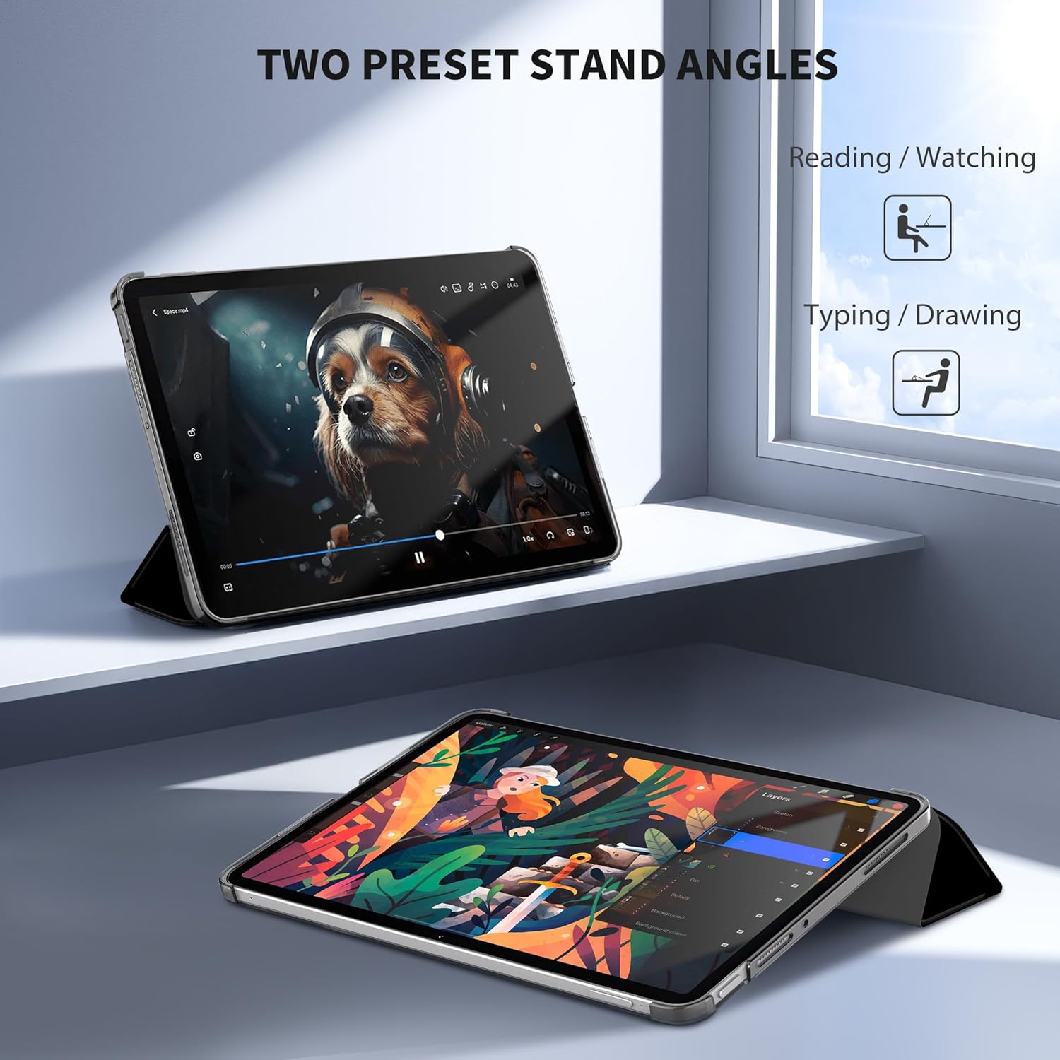 Thumbnail 2 de EasyAcc Hülle für Xiaomi Pad 7/ Pad 8/ Pad 7 Pro/Pad 8 Pro 11.2 Zoll – Ultra Dünn, transluzente Rückseite, Schwarz