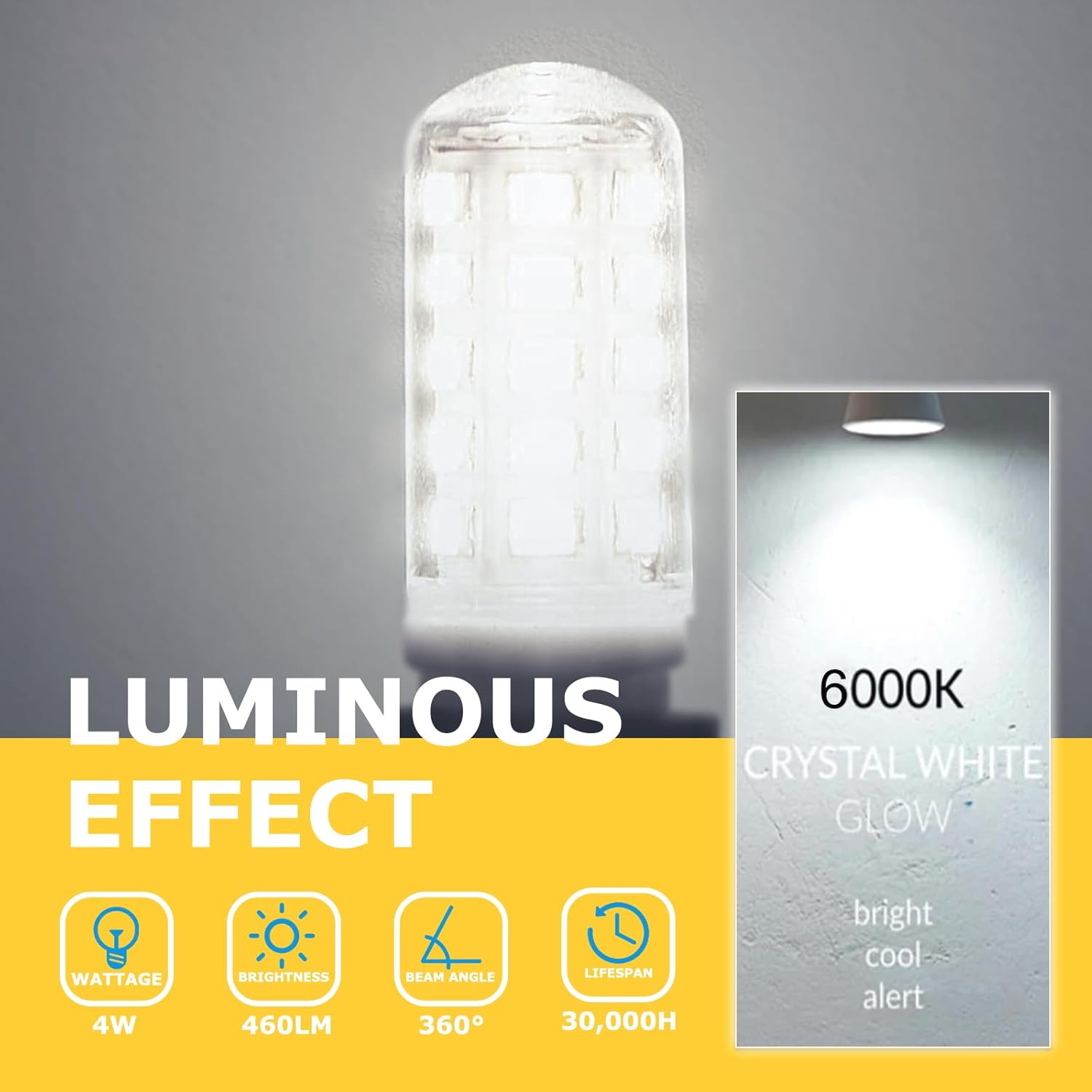Detalle 2 de Mizlay 8er G9 LED Leuchtmittel – 4W, Kaltweiß 6000K, Nicht Dimmbar, GU9 Birne, AC220-230V