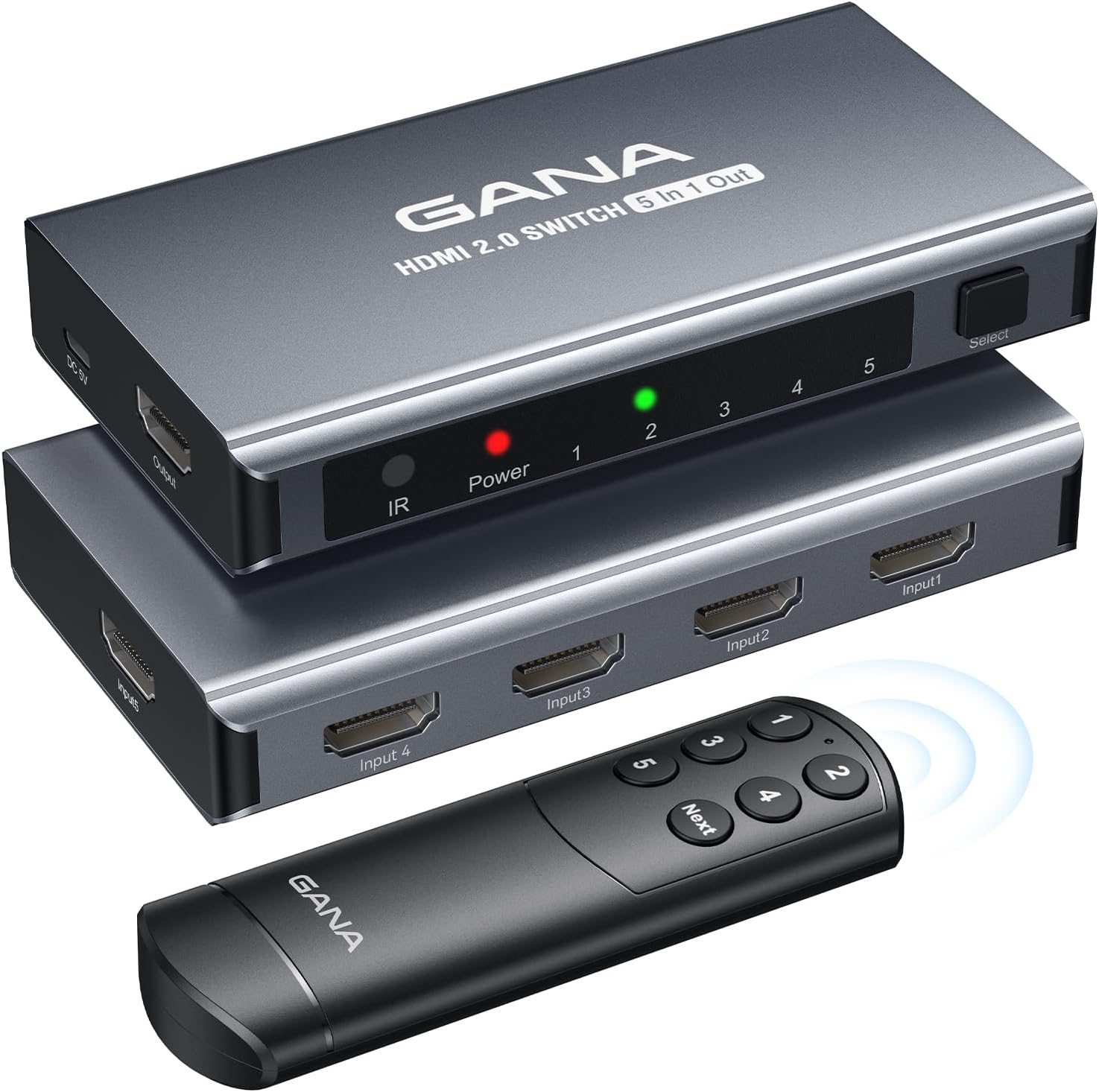 GANA 5-in-1 HDMI Switch 4K@60Hz for PS5/4