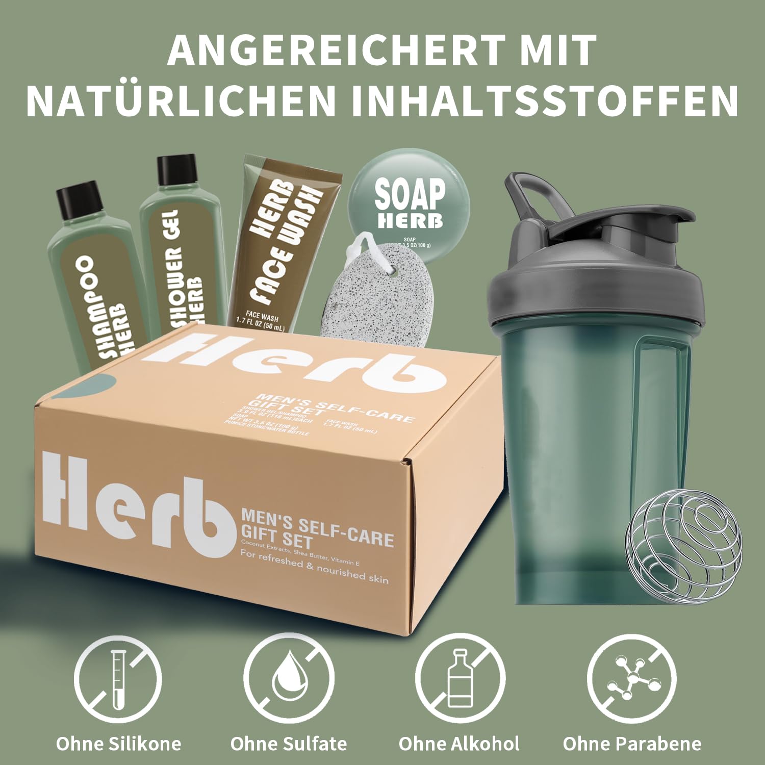 Detalle de BODY & EARTH Gifts Männer Bad Geschenkset (6-teilig) mit frischem Vetiverduft