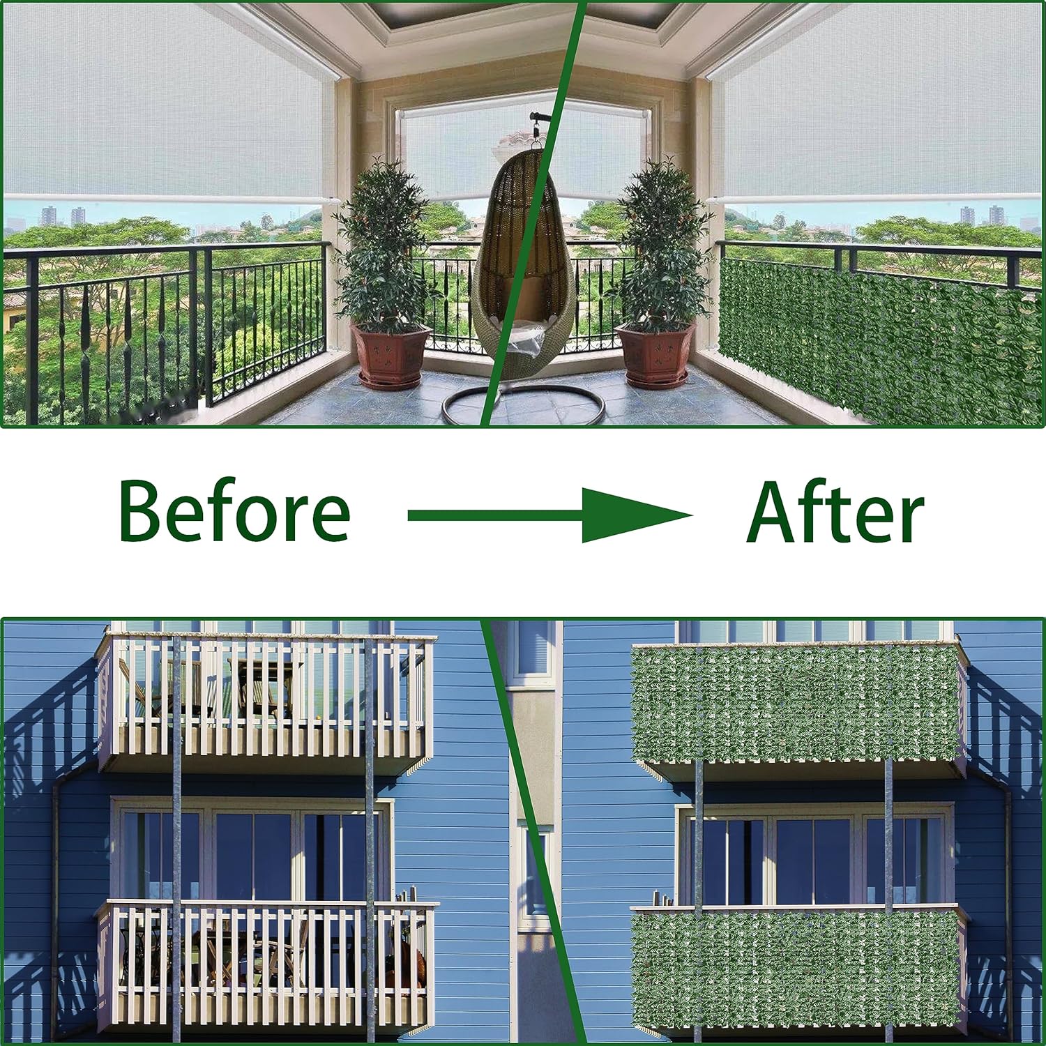 Thumbnail 5 de ODTORY 6ft x 50ft Artificial Fence Privacy Screen with UV-Proof Faux Ivy, 228 Panels