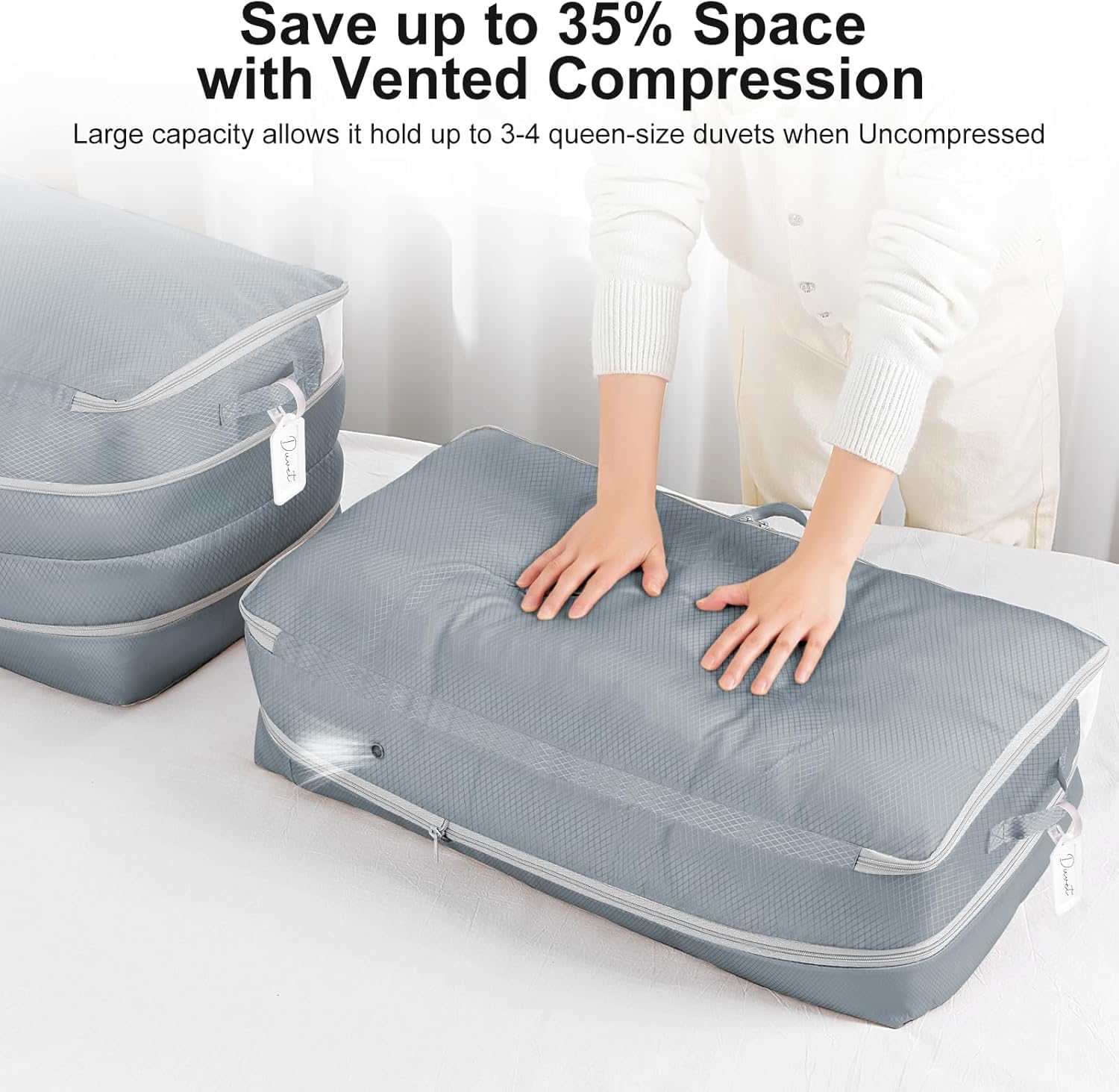 Detalle 2 de DIMJ SN302-LX2L Comforter Compression Storage Bags, Washable Nylon, 2-Pack