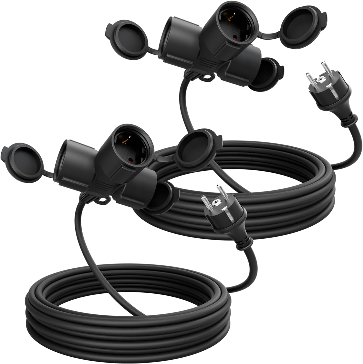 Detalle de Prolunga elettrica IP44 da 5 m con 3 prese – Greate, 3500W, 16A, cavo robusto in gomma