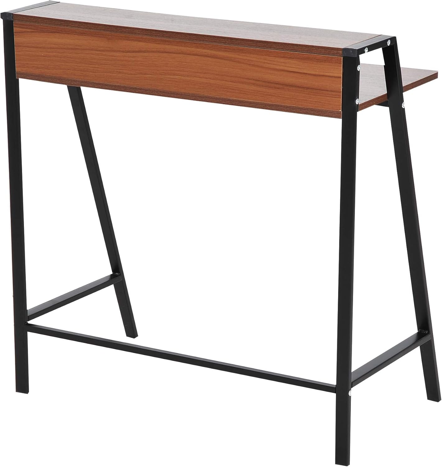 Thumbnail 5 de HOMCOM Bureau secrétaire informatique néo-rétro en noyer et noir — 84 x 45 x 85 cm
