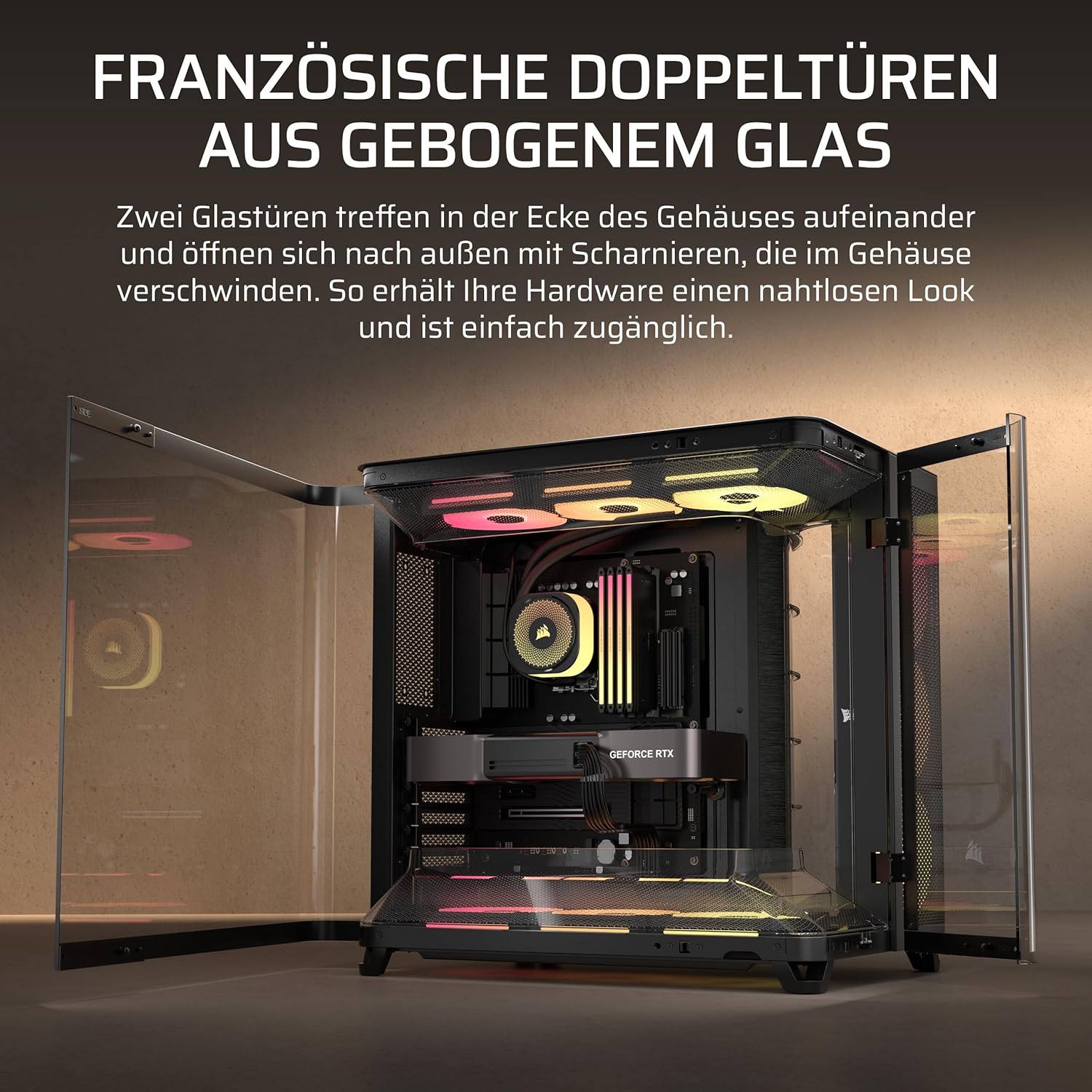 Thumbnail 6 de CORSAIR AIR 5400 LX-R RGB iCUE LINK Dreifach-Kammer-Mid-Tower: Kühlungslösung mit drei Kammern