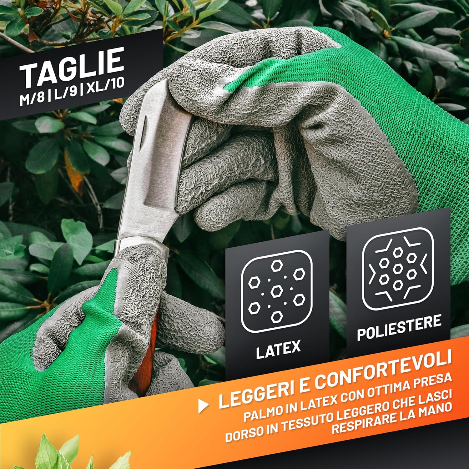 Thumbnail 1 de GRÜNTEK Guanti da Lavoro e Giardinaggio M8 – 5 paia, rivestimento in lattice per una presa sicura