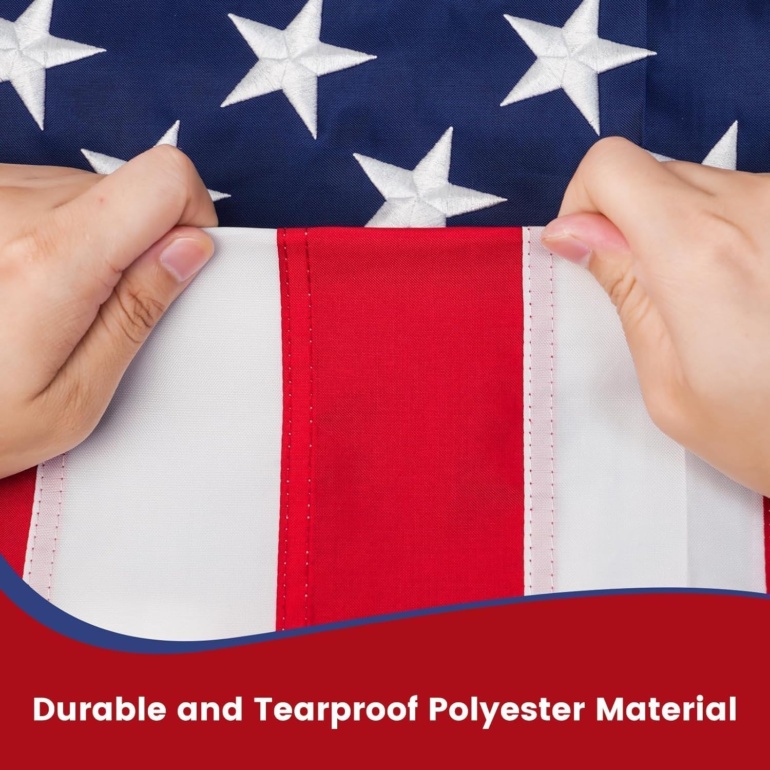 Detalle 2 de VYBDS 3x5 FT American Flag, Polyester with Embroidered Stars