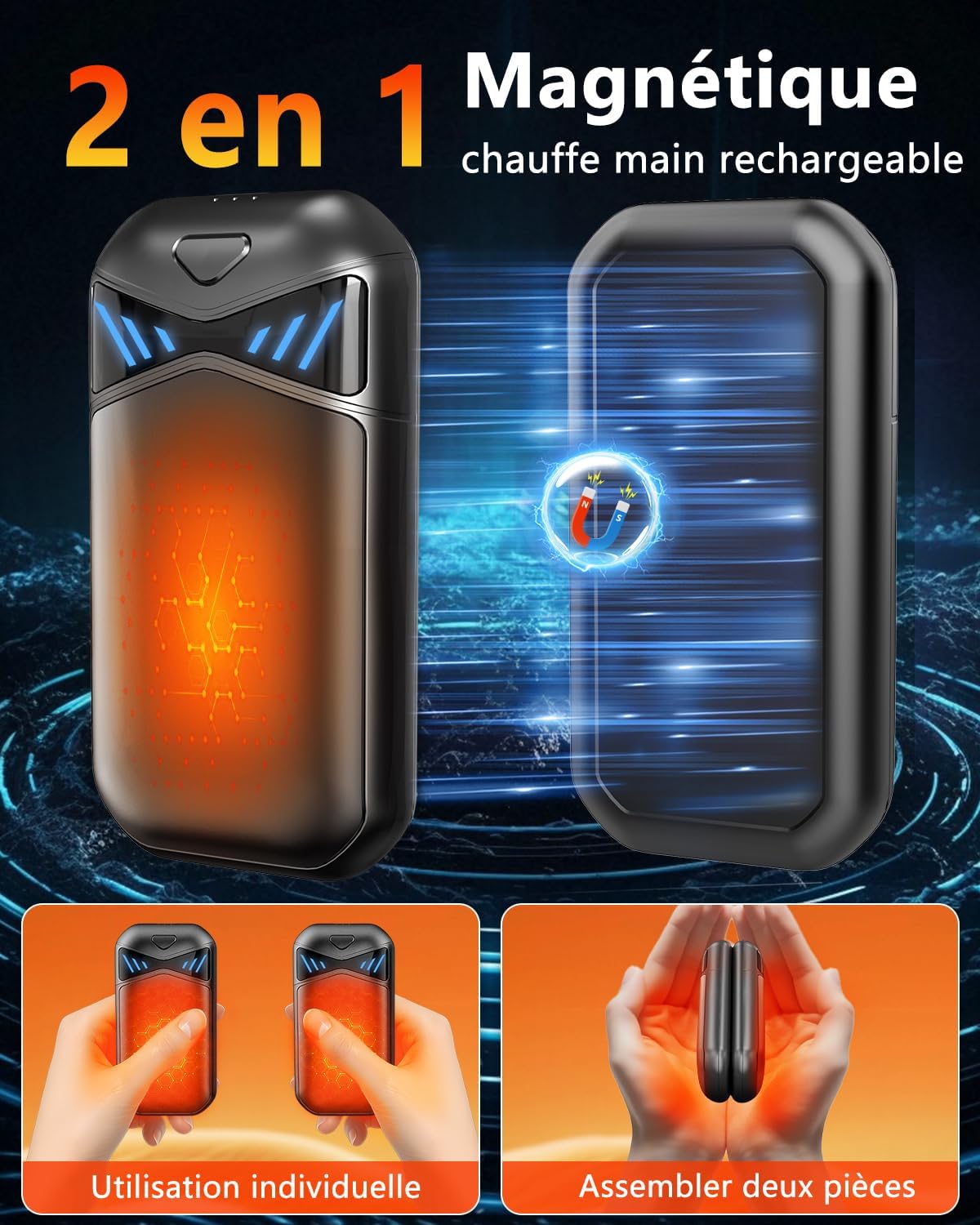 Detalle 2 de DDKJ Chaufferette main rechargeable 7000 mAh — 2 pièces