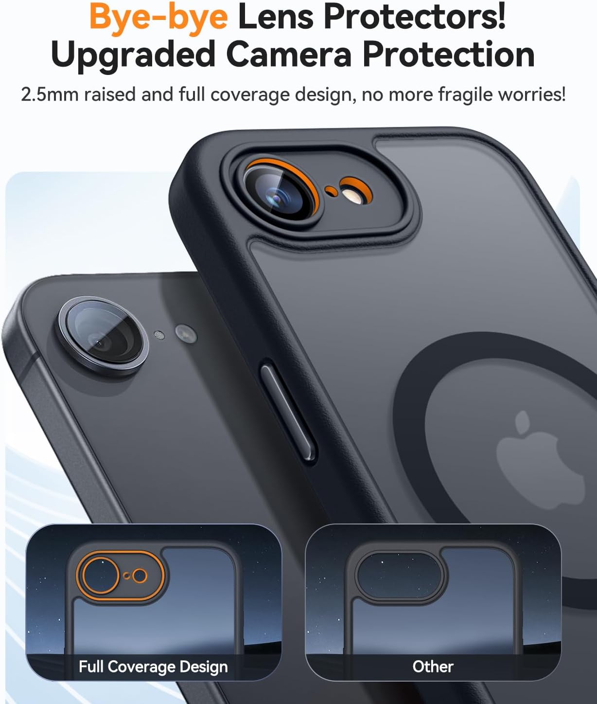Detalle de CANSHN Hülle für iPhone 17e / 16e mit Kameraschutz und MagSafe-Kompatibilität (schwarz)