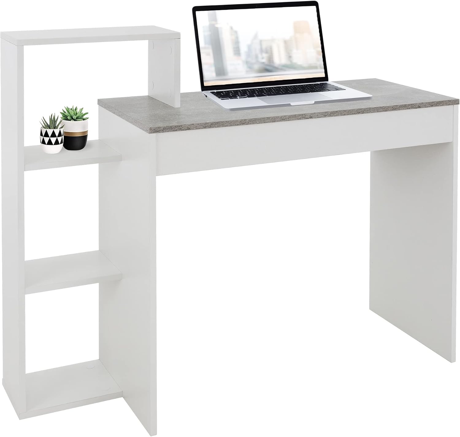 Thumbnail 5 de ML-Design Scrivania 2-in-1 con Libreria a 3 Ripiani 110 x 72 x 40 cm - Legno Bianco