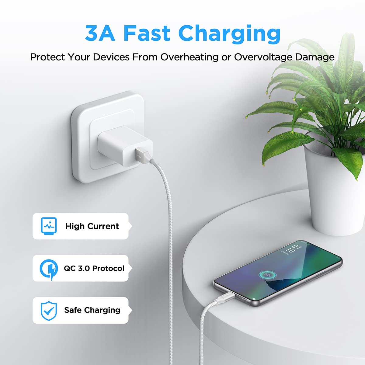 Detalle de etguuds Long USB C Cable (2-Pack, 3m) – USB A to USB C Fast Charge Lead