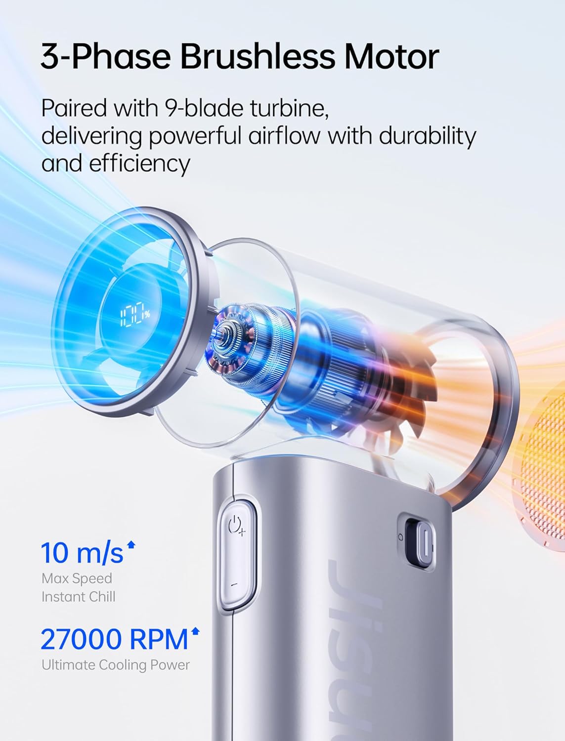 Thumbnail 5 de JISULIFE Life9S Mini Handheld Fan — Sleek Chrome