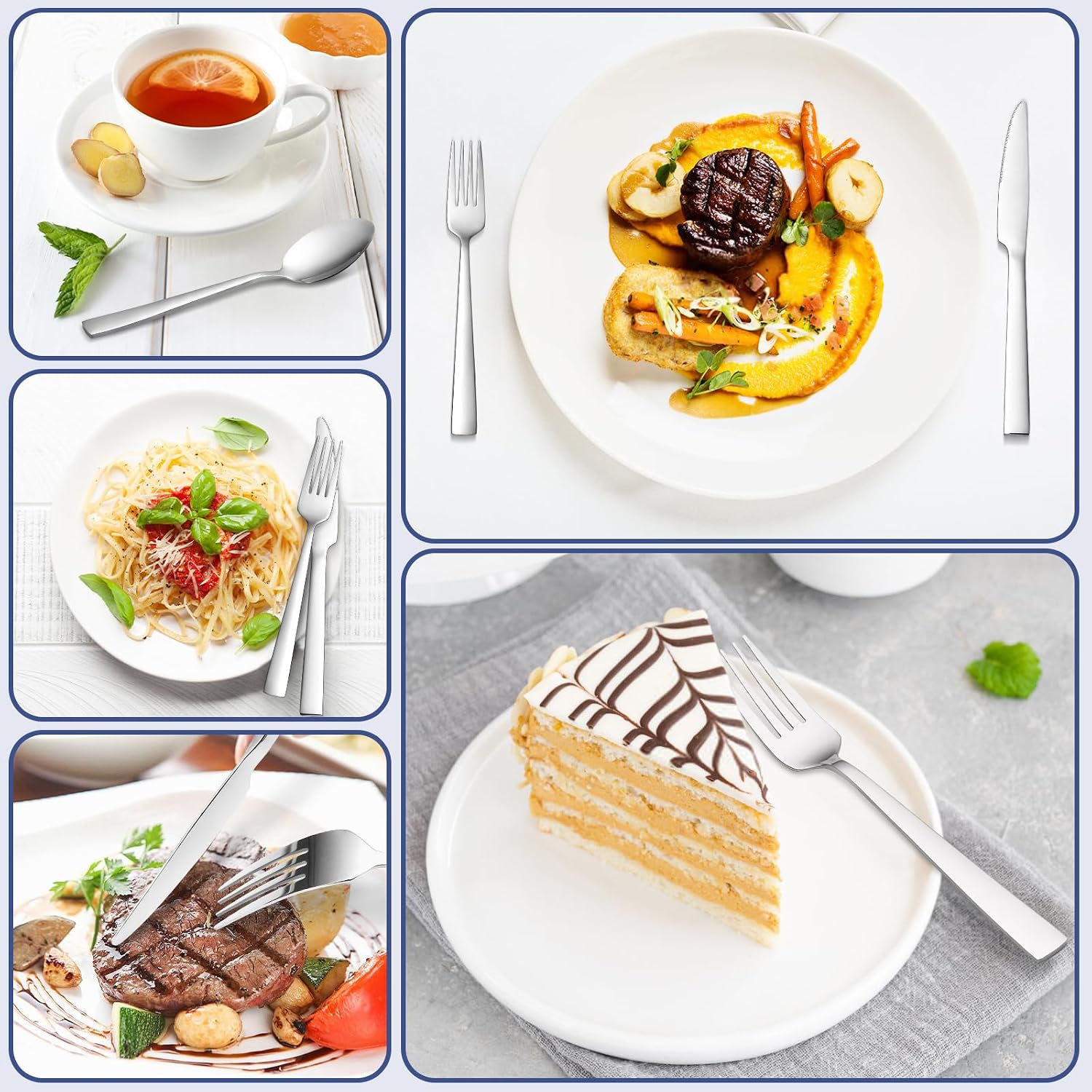 Thumbnail 6 de Besteck-Set für 12 Personen, Bastwe 72-teiliges Edelstahl Besteckset mit Steakmessern – spülmaschinenfest