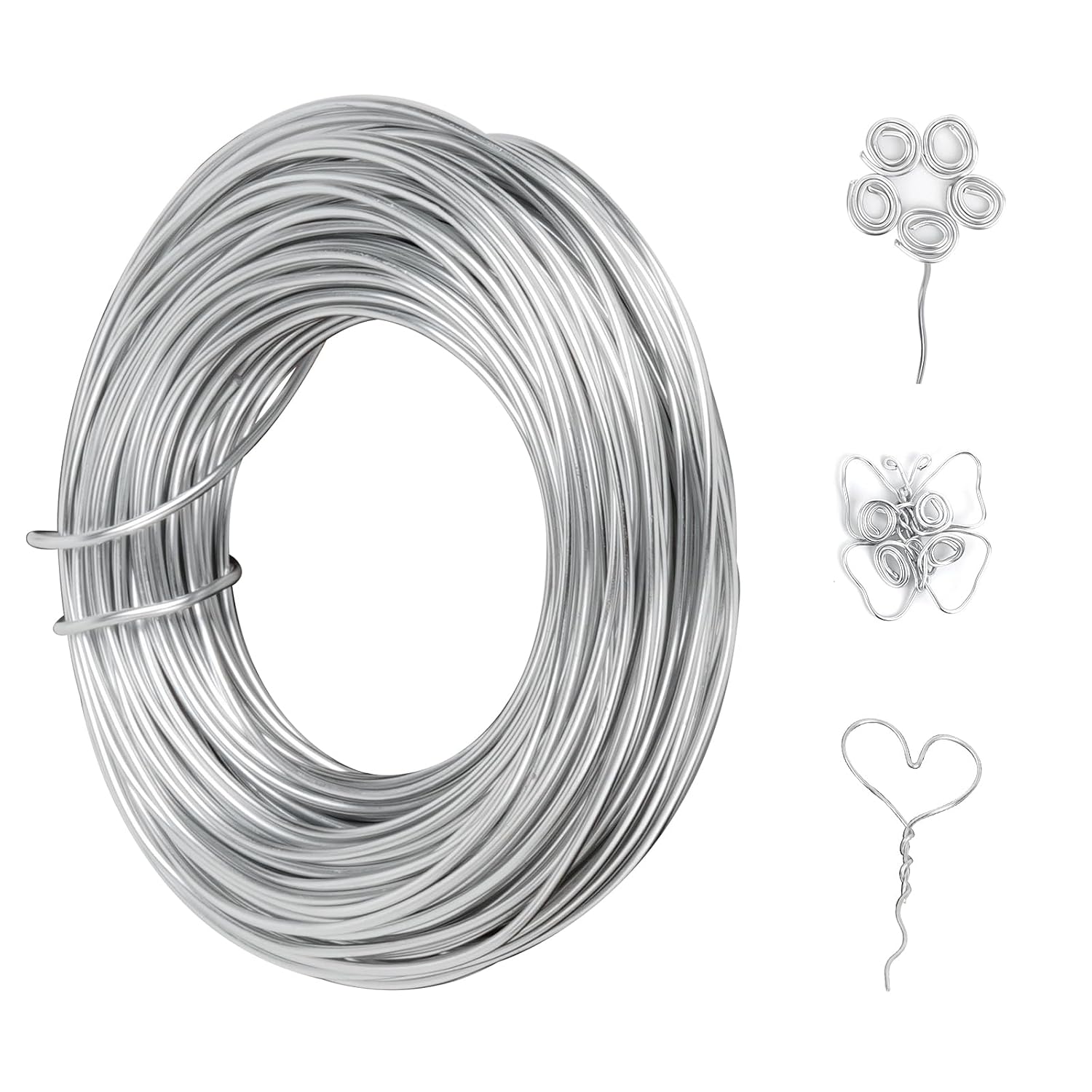 Detalle de Behiruch hantverkstråd 2 mm x 30 m i silverfärgad aluminium