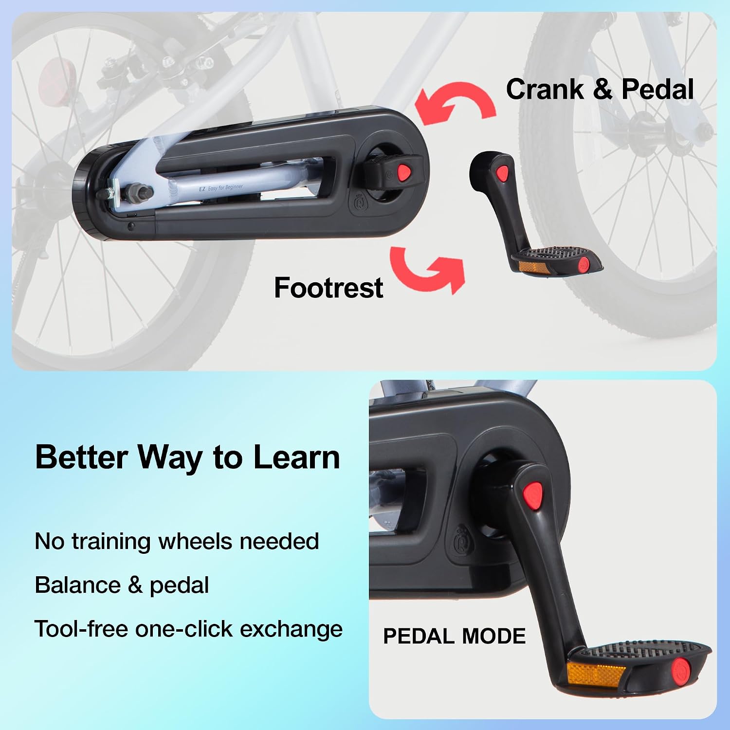 Detalle de RoyalBaby EZ Kids Bike 12–20 Inch: 2-in-1 Balance to Pedal Training for Ages 3–12