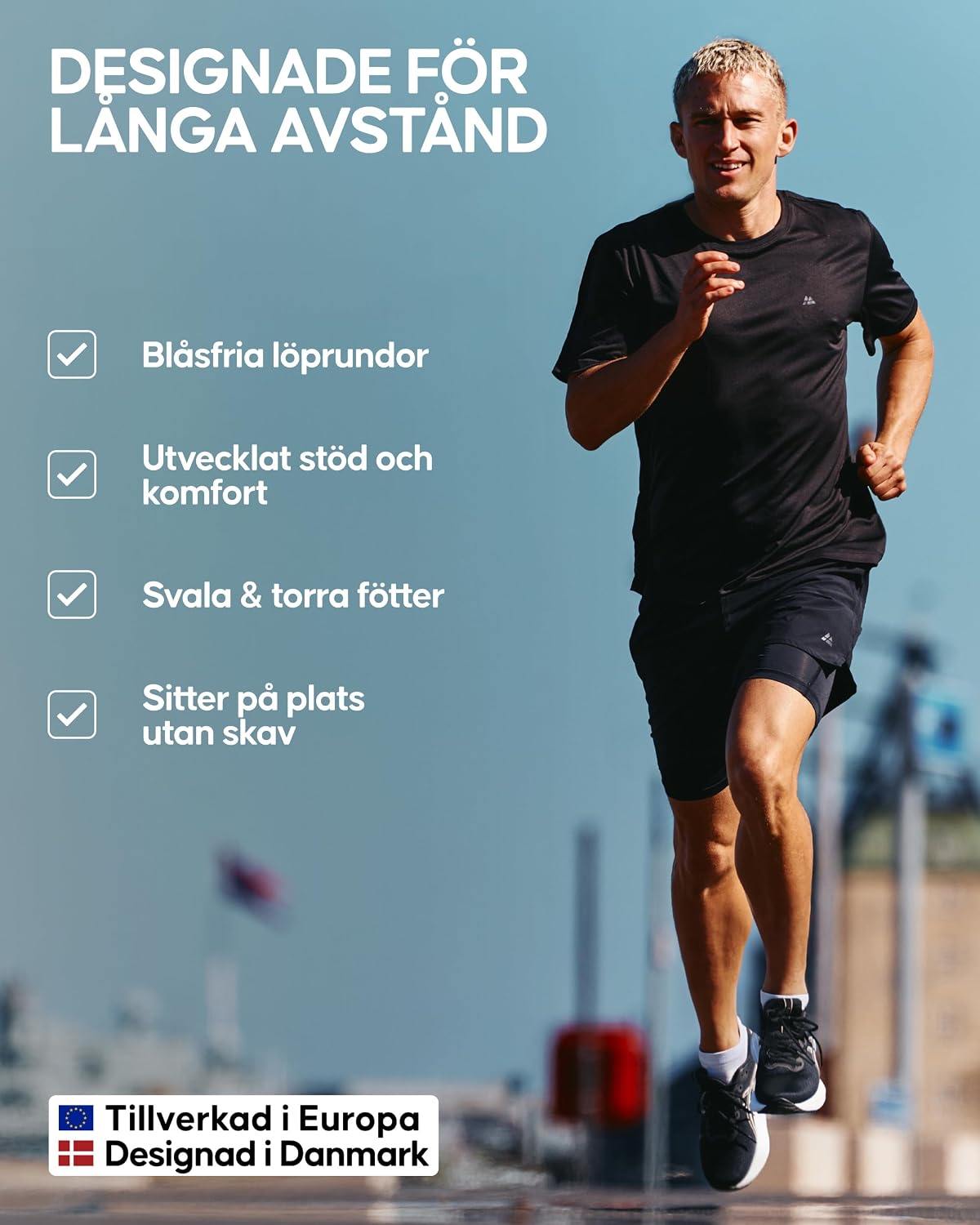 Detalle de DANISH ENDURANCE löparstrumpor för långdistans, ankellånga med vaddering