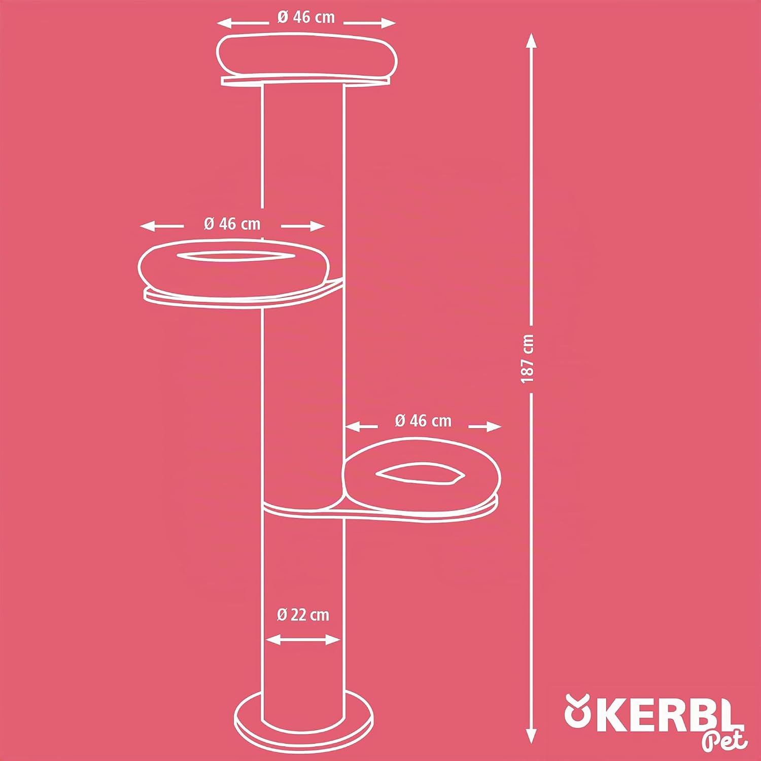 Detalle de Kerbl Pet Tiragraffi Dolomit Tower Ø38cm, Altezza 187 cm – Beige