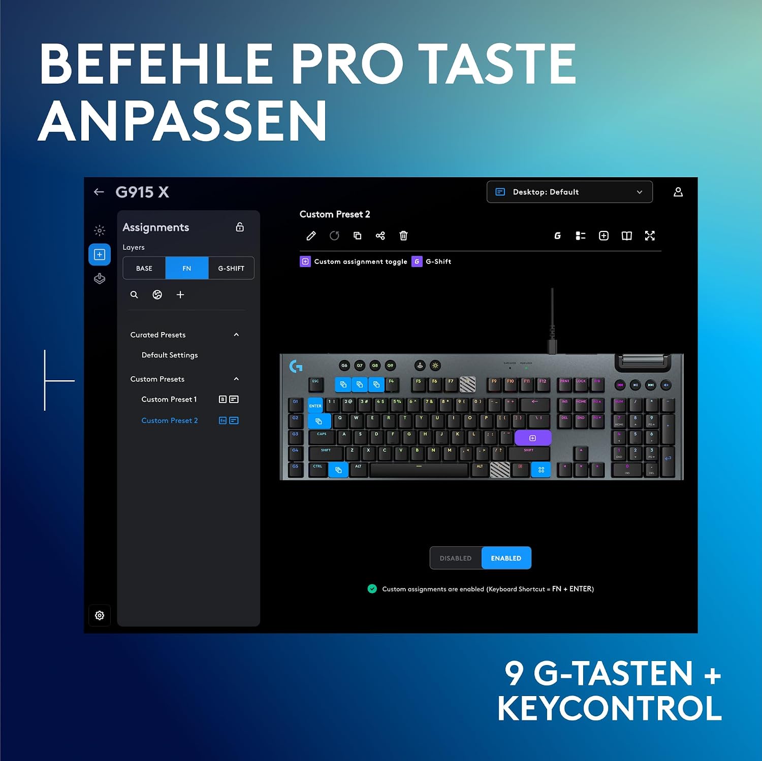 Detalle de Logitech G G915 X – Kabelgebundene Gaming-Tastatur
