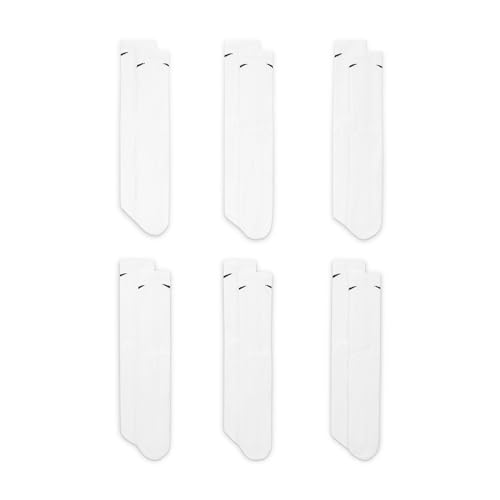 Detalle de Nike Everyday Cushioned Training Crew Socks (6 Pairs) – White/Black, Large