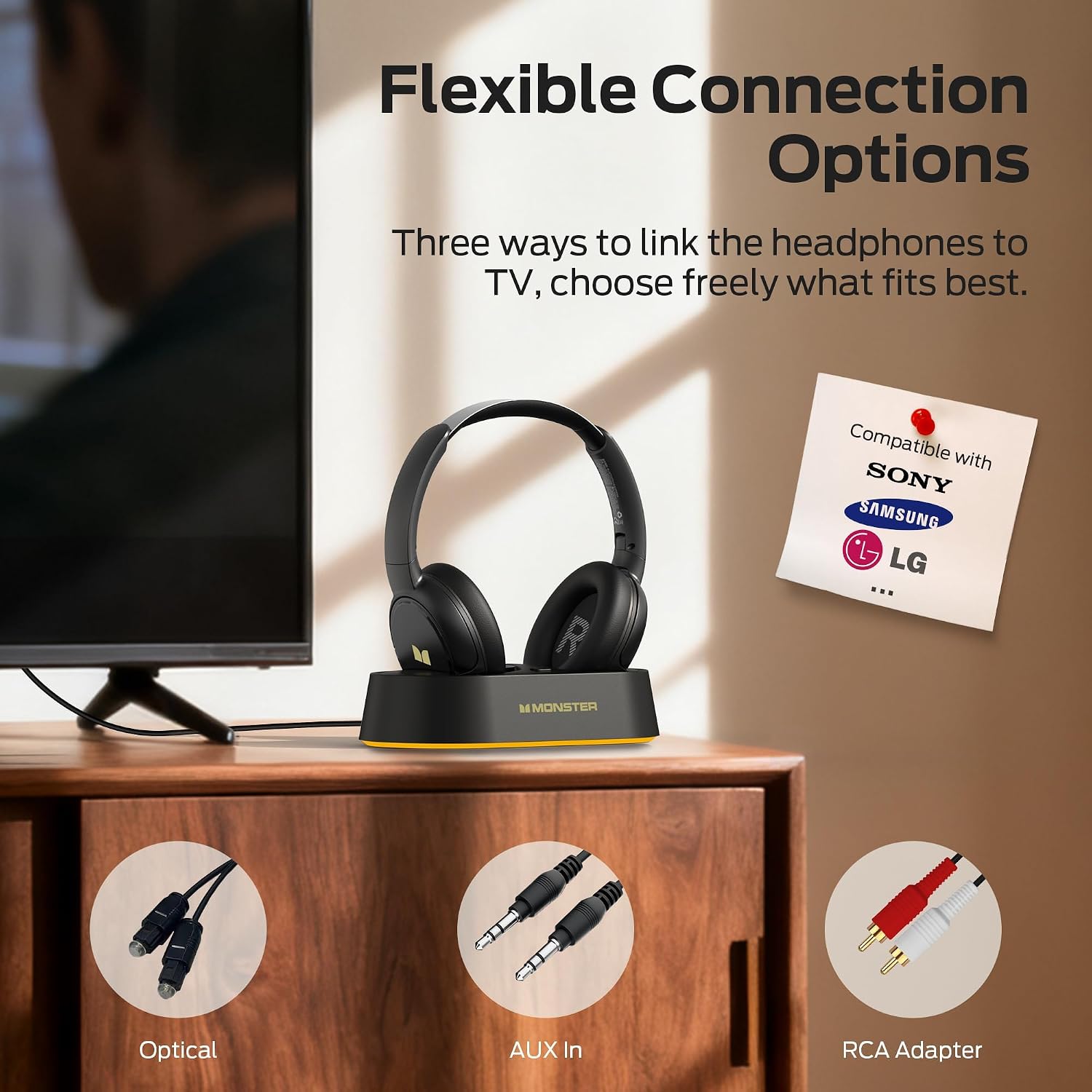 Detalle 2 de Monster TVlink 300 H20 Wireless TV Headphones with Transmitter Base