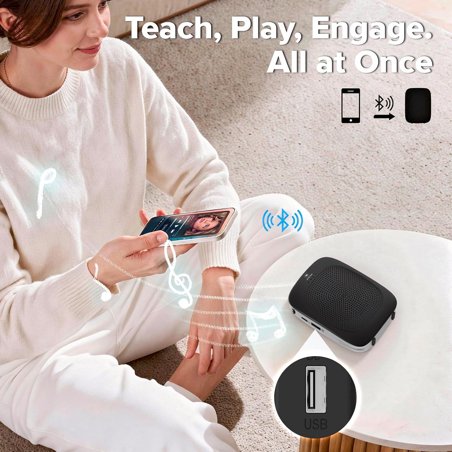Thumbnail 6 de SANMIC C006 15W Voice Amplifier with Wireless Lapel Microphone and Bluetooth