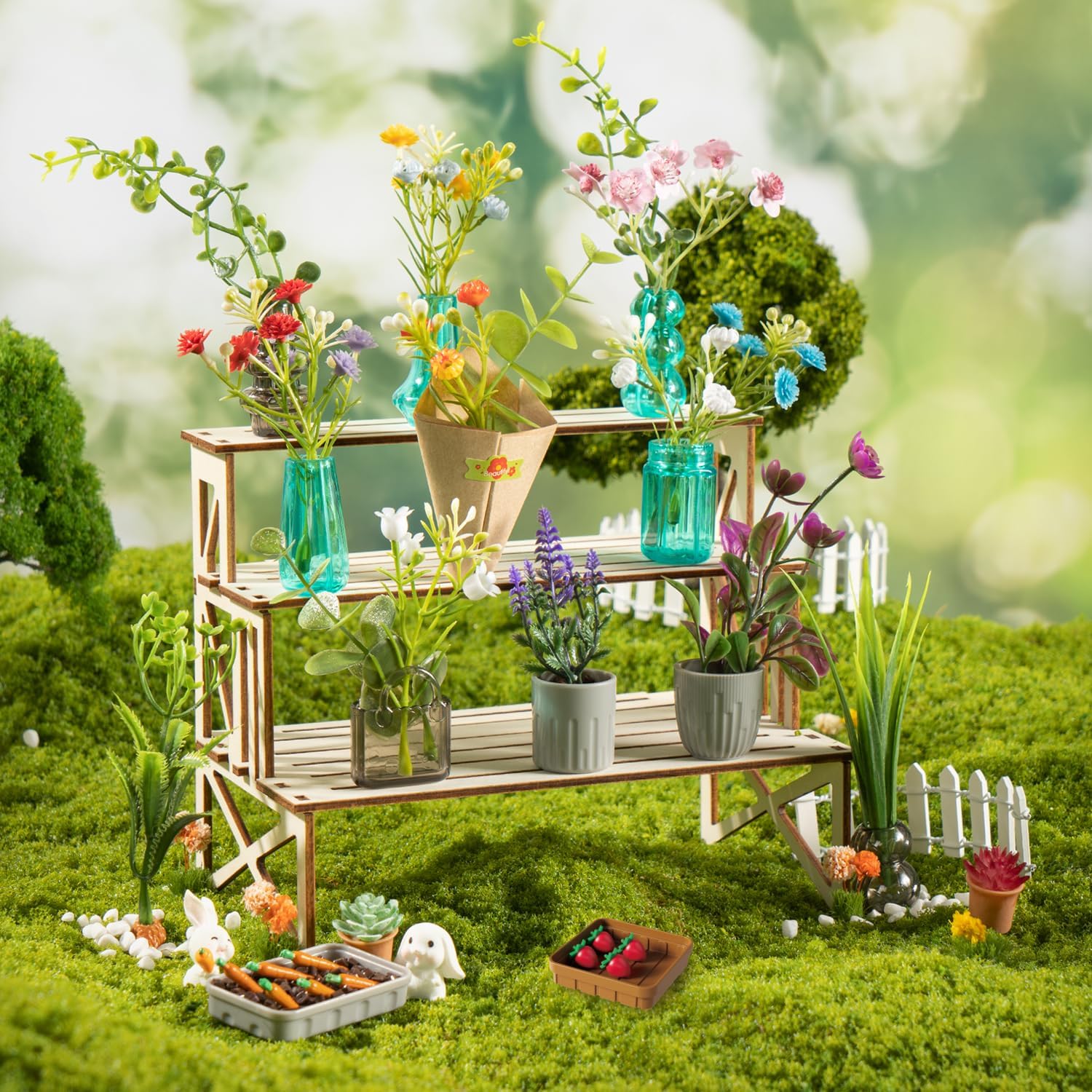 Detalle 2 de Make It Miniature 70 PCS Miniature Flower Kit 🌱