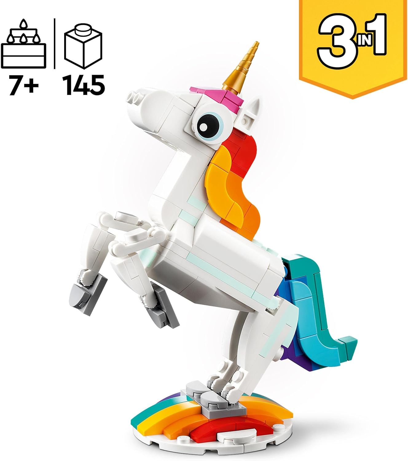 Thumbnail 1 de LEGO Creator 3 en 1 Unicornio Mágico (31140): unicornio transformable en caballito de mar o pavo real