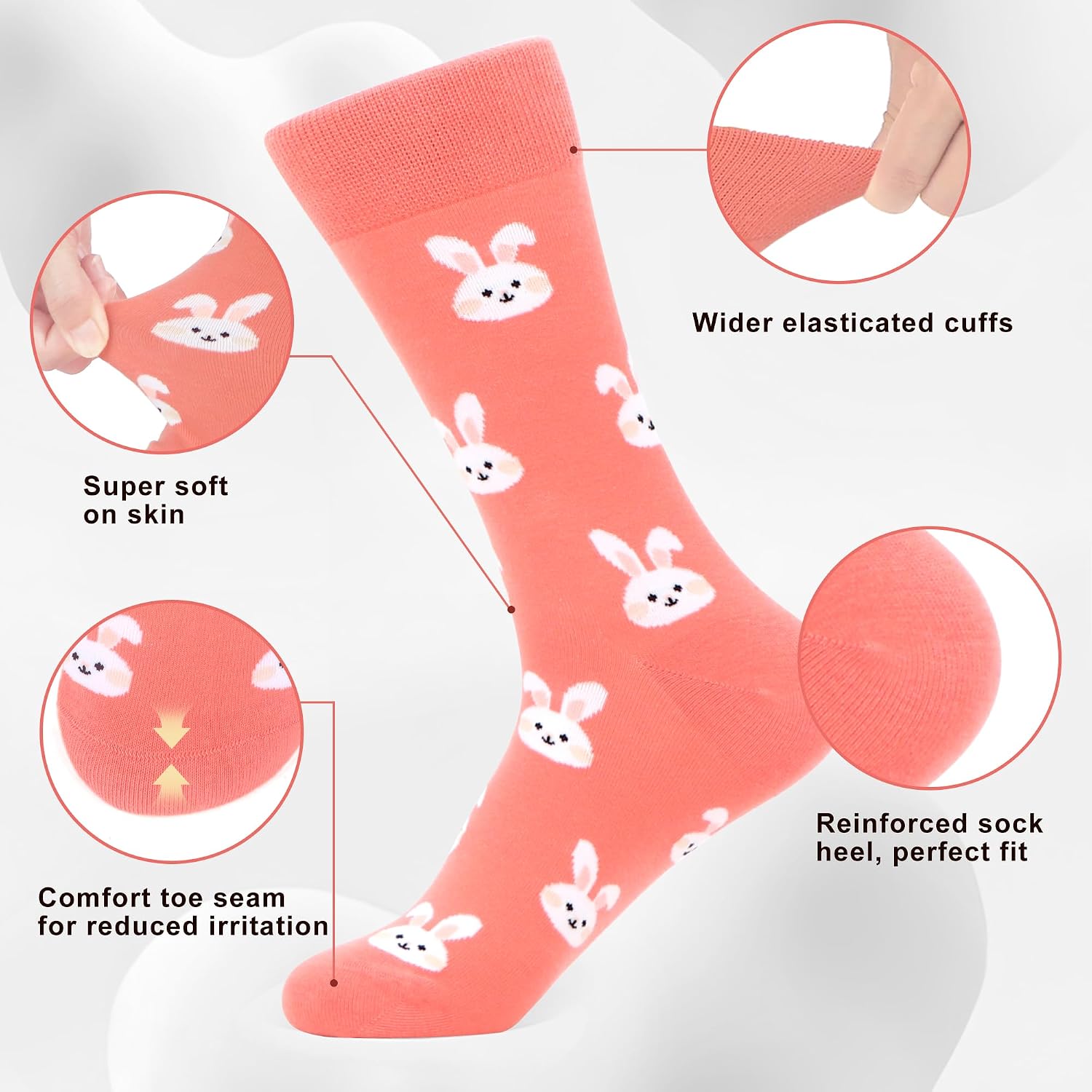 Detalle 2 de WeciBor 6 Pack Bamboo crew socks