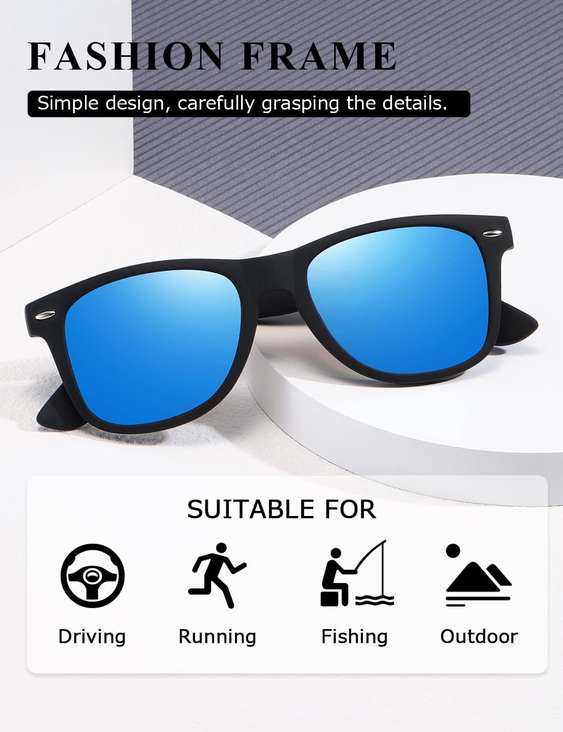 Detalle de Kimorn Polarized Sunglasses Classic Unisex Horn Rimmed AE0300
