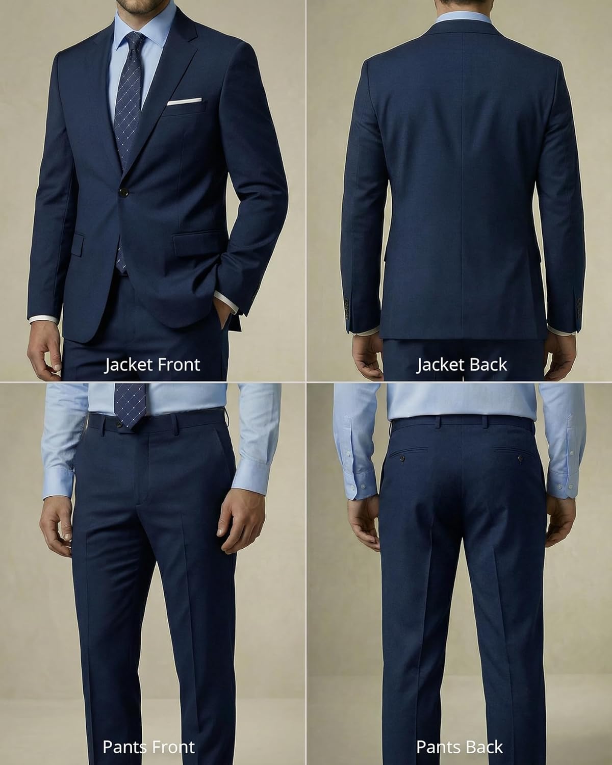 Thumbnail 2 de YND Men's 2 Piece Suit with Tie: Slim-Fit Solid Jacket and Pants Set