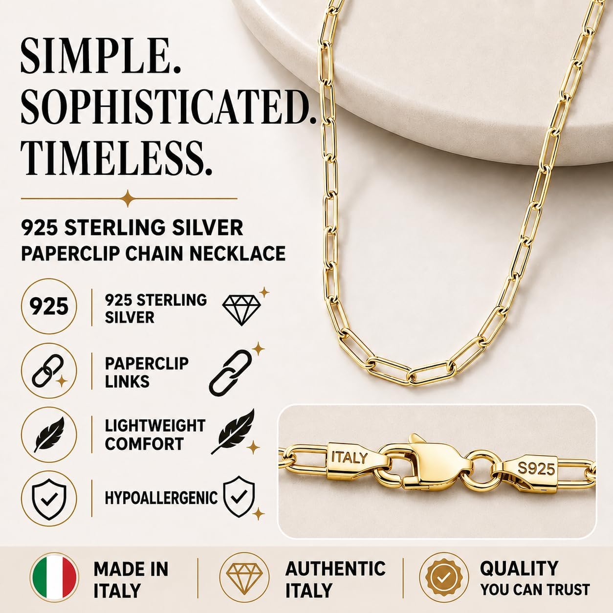 Detalle 1 de Pekttal Chain Necklace, 925 Sterling Silver