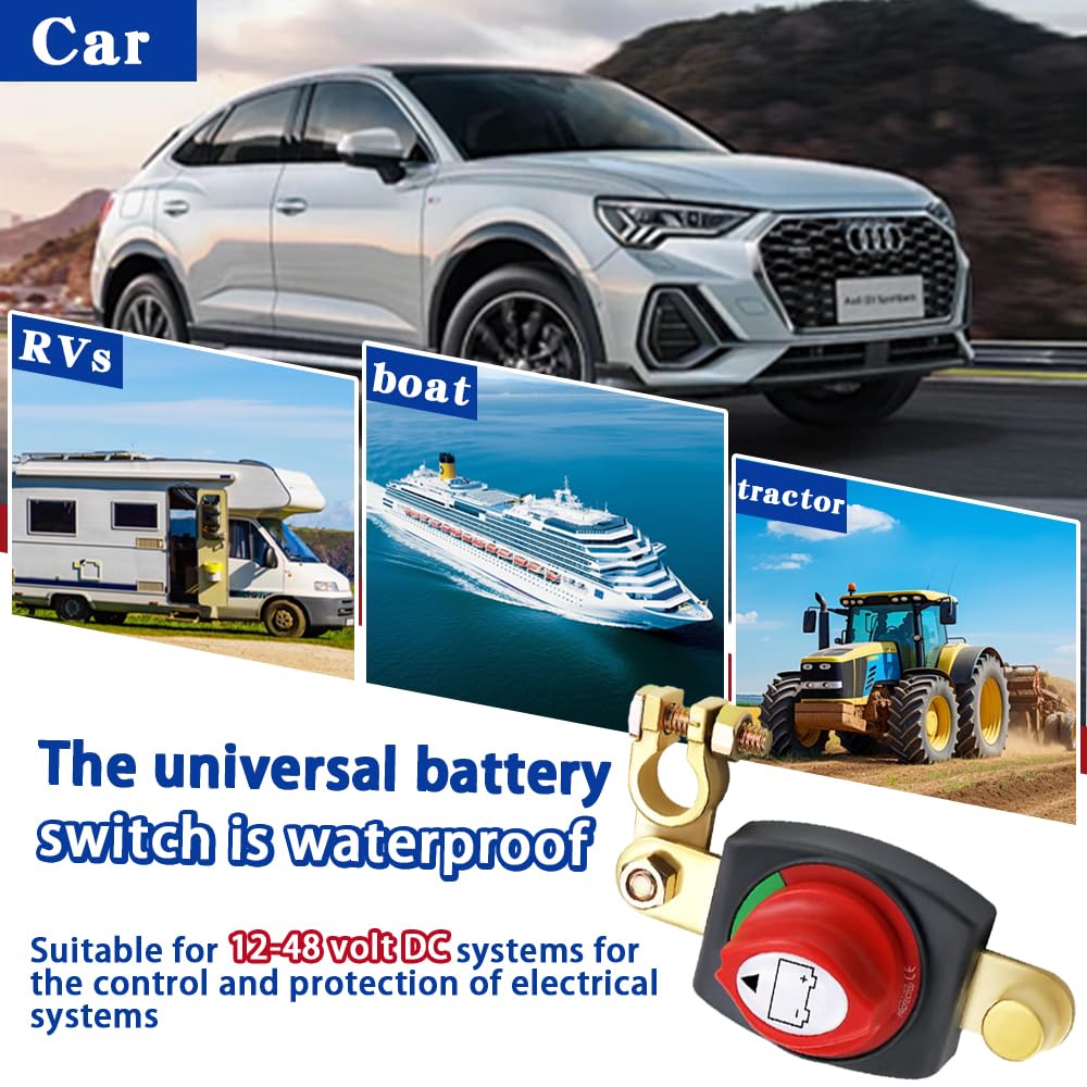 Thumbnail 6 de Batterie Trennschalter 12V–48V wasserdicht mit erhöhten Batteriepole – Batteriehauptschalter für Auto, Motorrad, Marine & Caravan