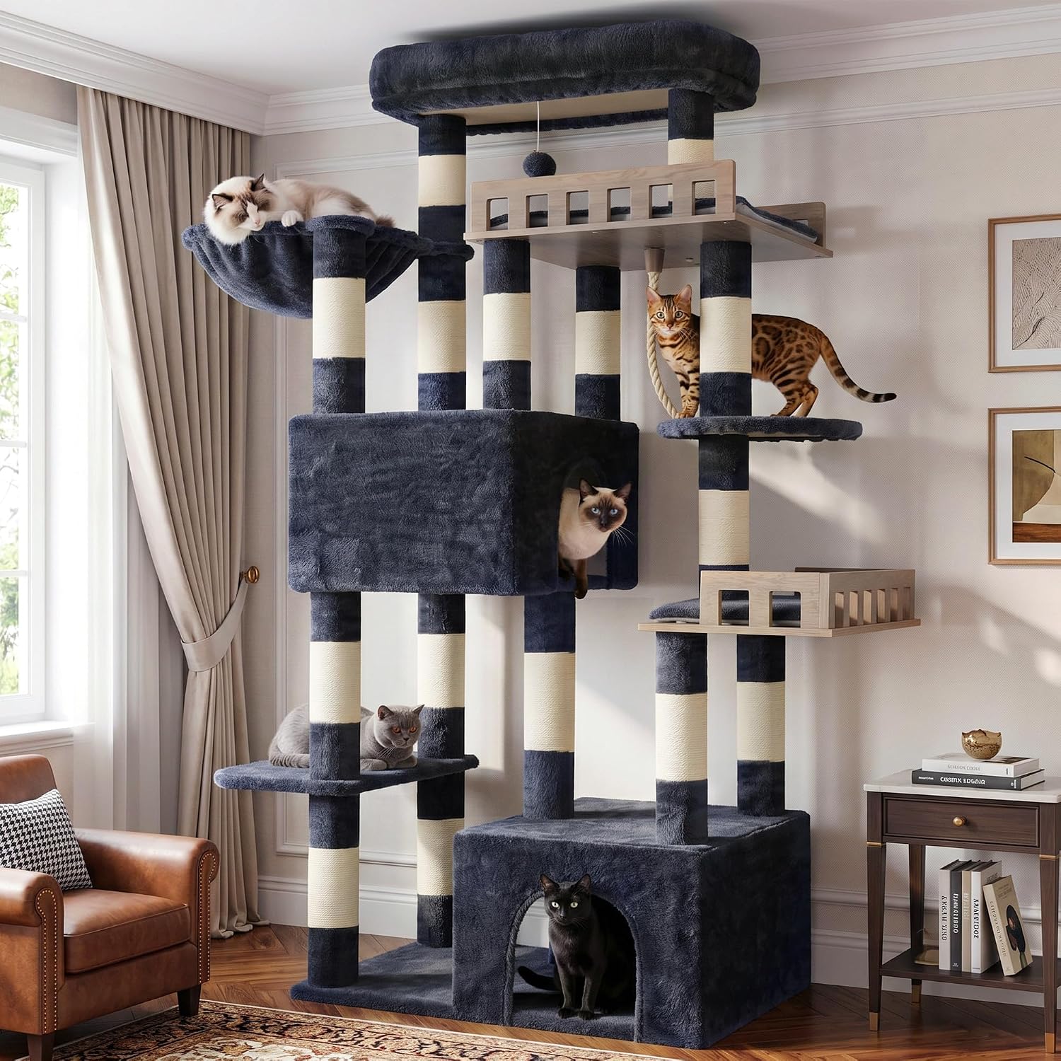 Detalle de Gitelsnour GCT033G Maine Coon Cat Tree with 2 Condos and 15 Sisal Posts