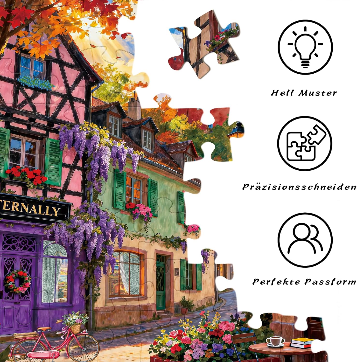 Thumbnail 6 de HUADADA Puzzle 500 Teile – Klassische Puzzle für Erwachsene, Europäisches Dorf
