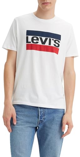 Detalle de Levi's Sportswear Logo Graphic Camiseta para hombre blanca (S): diseño casual con tejido ligero