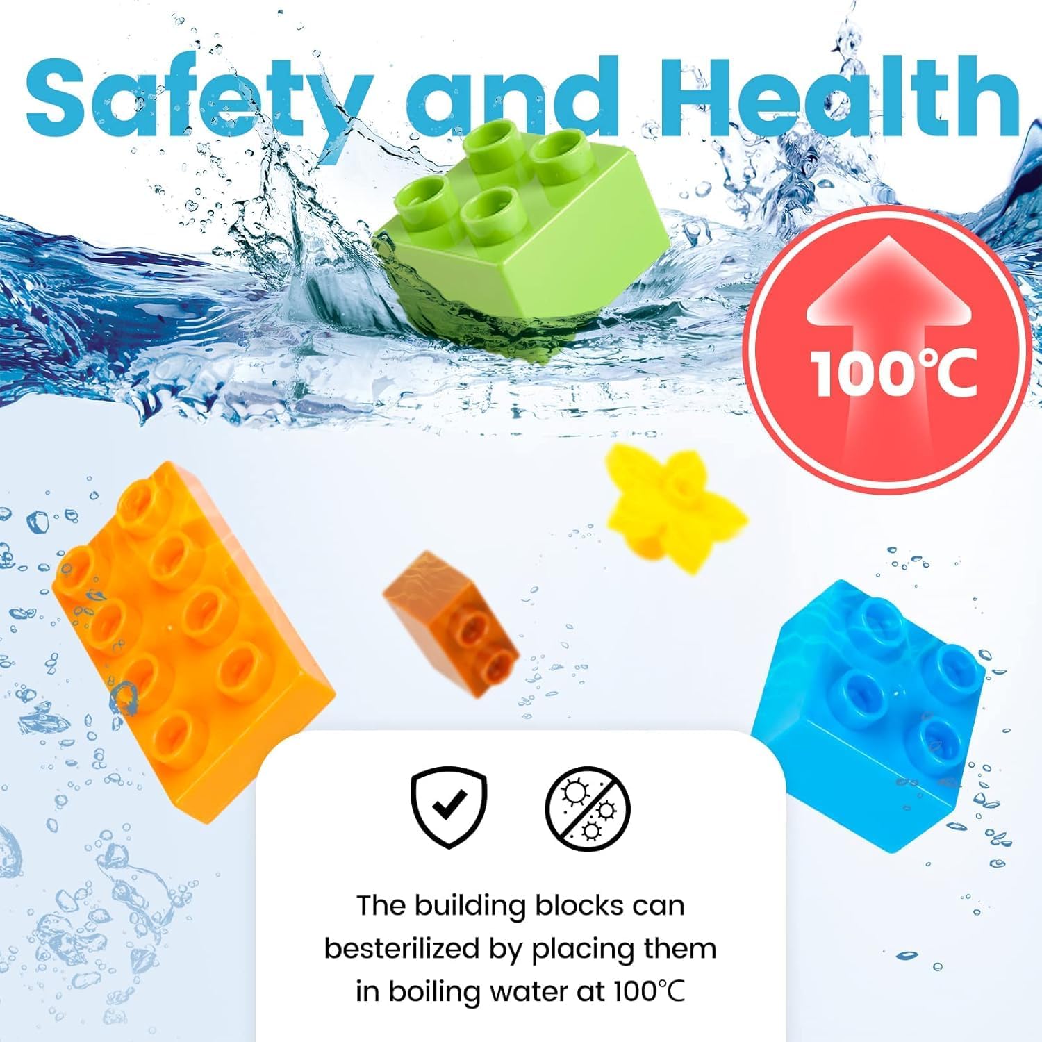 Detalle de WYSWYG® Große Bausteine Set mit 240 Teilen (ab 3 Jahren), kompatibel zu anderen Herstellern – Steine Box Starterset